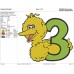 Big Bird Yellow and holds number 3 and his Friends of Elmo Embroidery Design