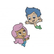 Bubble Guppies Molly and Gil flaying Embroidery Design