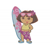 Dora and Friends Dora with Surfboard Embroidery Design