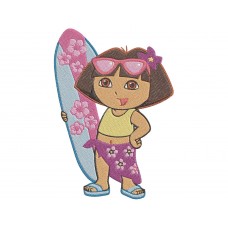 Dora and Friends Dora with Surfboard Embroidery Design
