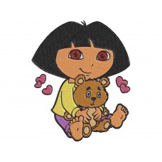 Dora and Friends Dora with Teddy bear Embroidery Design