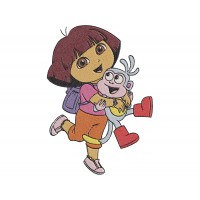 Dora the Explorer Dora and Boots hugging 2 Embroidery Design