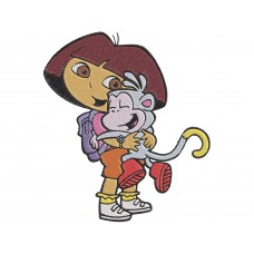 Dora the Explorer Dora and Boots hugging Embroidery Design