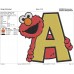Elmo Happy Smile Face and holds Letter A Embroidery Design