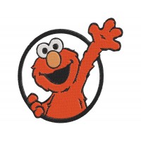 Elmo waving his hand Through a Circle and Smiley Embroidery Design