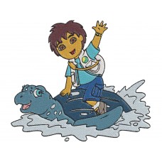 Go Diego Go Diego with Leslie sea turtle Embroidery Design
