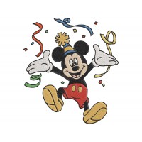 Mickey Mouse Party Birthday and happy Embroidery Design