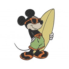 Mickey Mouse Surfboard Embroidery Design