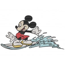 Mickey Mouse Surfing Embroidery Design