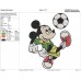 Mickey Mouse with Football soccer Embroidery Design