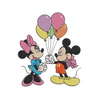 Mickey Mouse with Minnie Mickey Balloons Embroidery Design