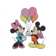 Mickey Mouse with Minnie Mickey Balloons Embroidery Design