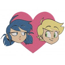 Miraculous Ladybug Angie Nasca and Adrien Agreste love Embroidery Design