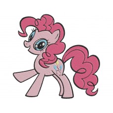 My Little Pony pinkie pie character raised his foot and Happy Smiley Embroidery Design