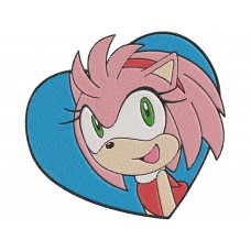 Sonic Amy Rose love heart Embroidery Design