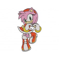 Sonic Amy Rose love heart by hands Embroidery Design