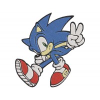 Sonic the Hedgehog two fingers victory peace Embroidery Design