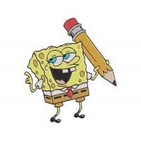 SpongeBob SquarePants with pencil Embroidery Design