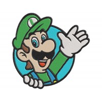 Super Mario Bros luigi waving his hand Through a Circle Embroidery Design