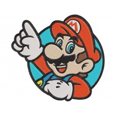 Super Mario Bros waving his hand Through a Circle Embroidery Design