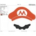 Super Mario Cap and Mustache Embroidery Design