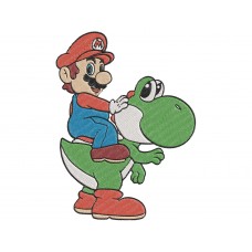 Super Mario Riding Yoshi Embroidery Design