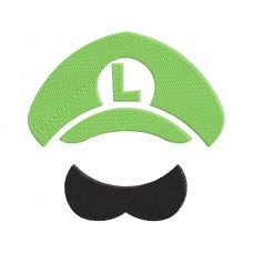 Super Mario luigi Cap and Mustache Embroidery Design