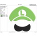 Super Mario luigi Cap and Mustache Embroidery Design