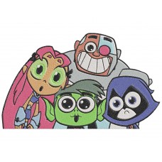 Teen Titans Go Beast Boy and Raven and Starfire and Cyborg Embroidery Design