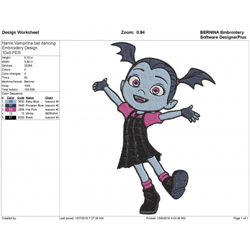 Download Vampirina Bat Dancing Embroidery Design