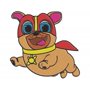 puppy dog pals rolly super man flaying embroidery design